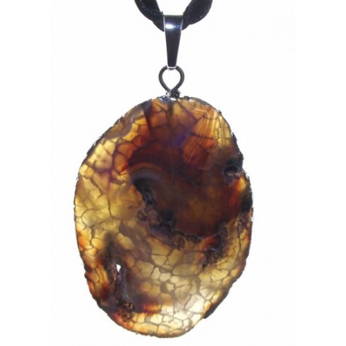 Colourful Agate Crystal Sliced Electroplated Pendant Design 09